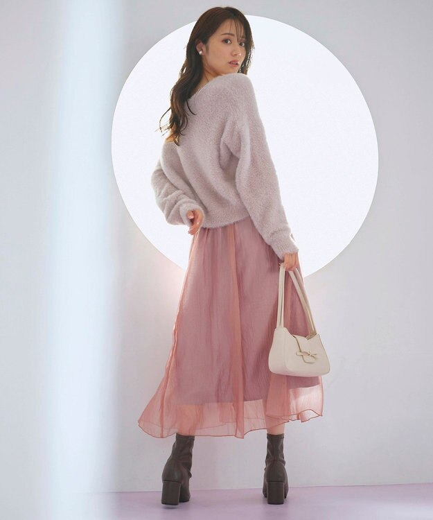 Feroux 【洗える】ニット×フレアスカート セットアップ ピンク系