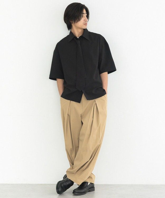 CRAFT STANDARD BOUTIQUE タイ付き半袖シャツ Black