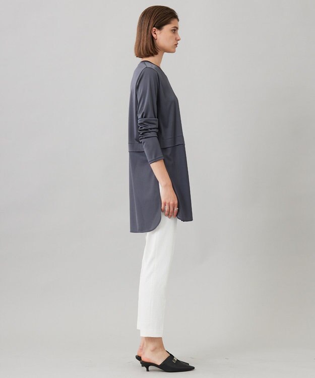 ICB L 【洗える】シアージャージーコンビ カットソー チャコール系