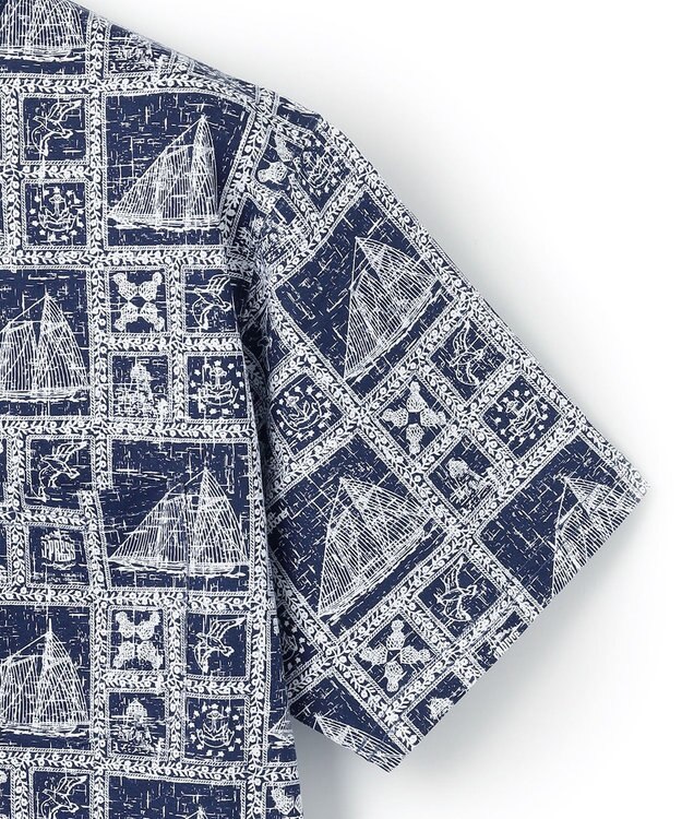 J.PRESS MEN Reyn spooner×J.PRESS 総柄クルーネック ポケットTシャツ ネイビー系5