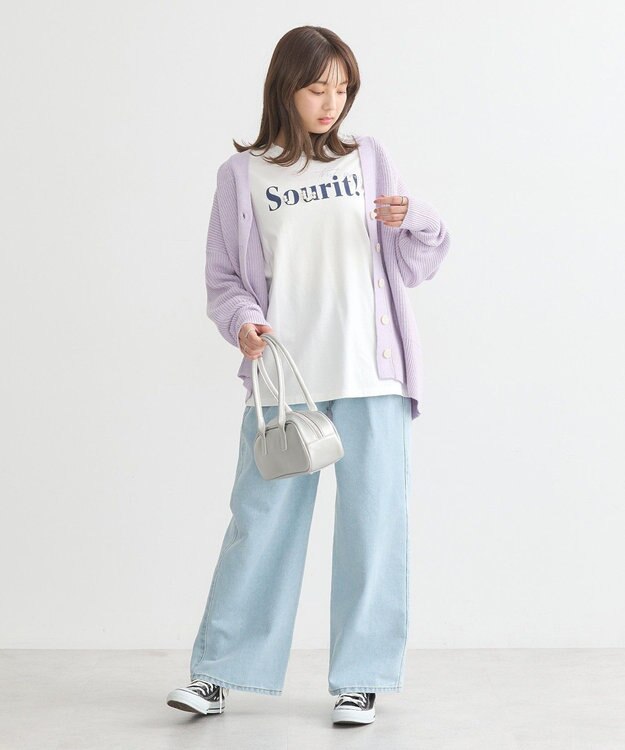 earth music&ecology ダブルタックワイドデニムパンツ Light Indigo