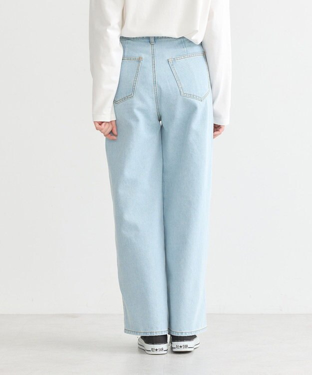 earth music&ecology ダブルタックワイドデニムパンツ Light Indigo
