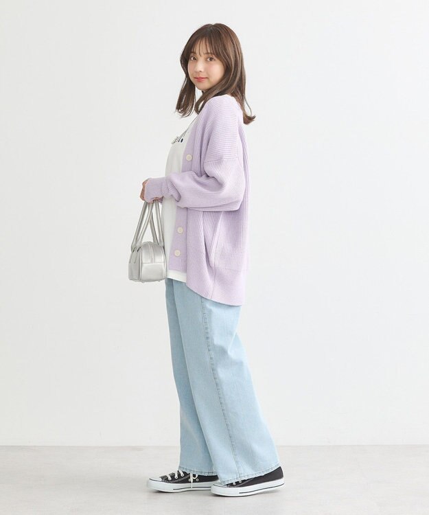 earth music&ecology ダブルタックワイドデニムパンツ Light Indigo