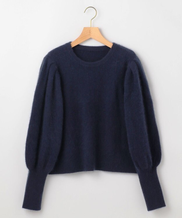 組曲 L 【WEB限定】フラッフィーファー パフスリーブニット ミッドナイトネイビー系