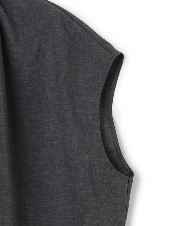 BEIGE， 【イージーケア】BATEAU / Vネック ギャザーブラウス Charcoal