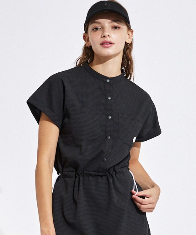 PW CIRCULUS 【高通気 / 軽撥水 / 軽量のDotAir 使用】【WOMEN】バンドカラーワンピ ゴルフウェア レディース ブラック系