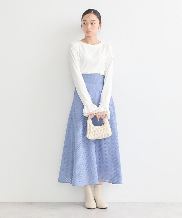 earth music&ecology シアーチェックスカート Blue