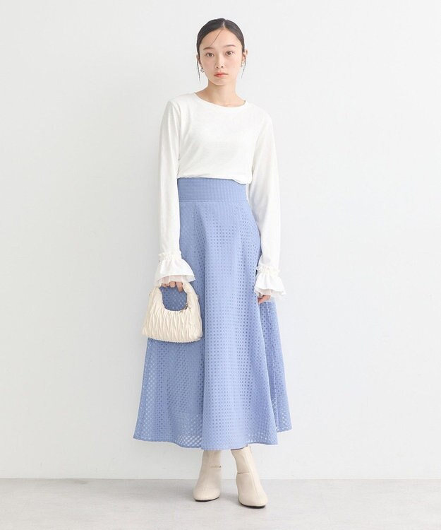 earth music&ecology シアーチェックスカート Blue