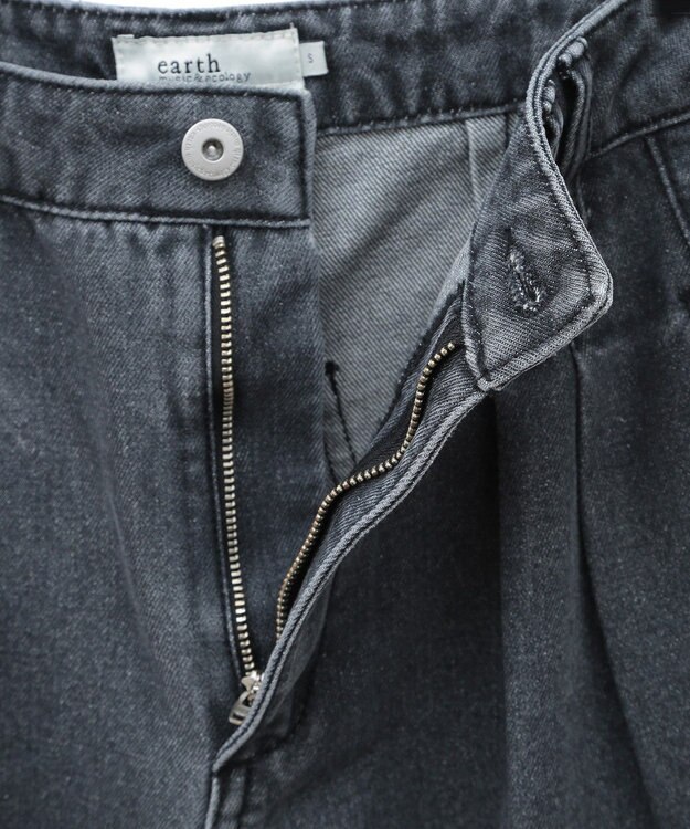 earth music&ecology ダブルタックワイドデニムパンツ Black