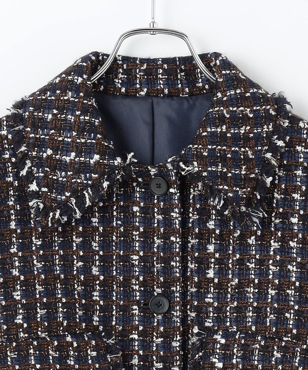 #Newans ツイードブルゾン ネイビー×ブラウン