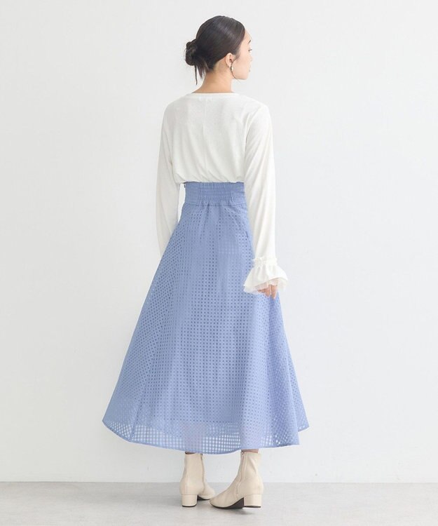 earth music&ecology シアーチェックスカート Blue