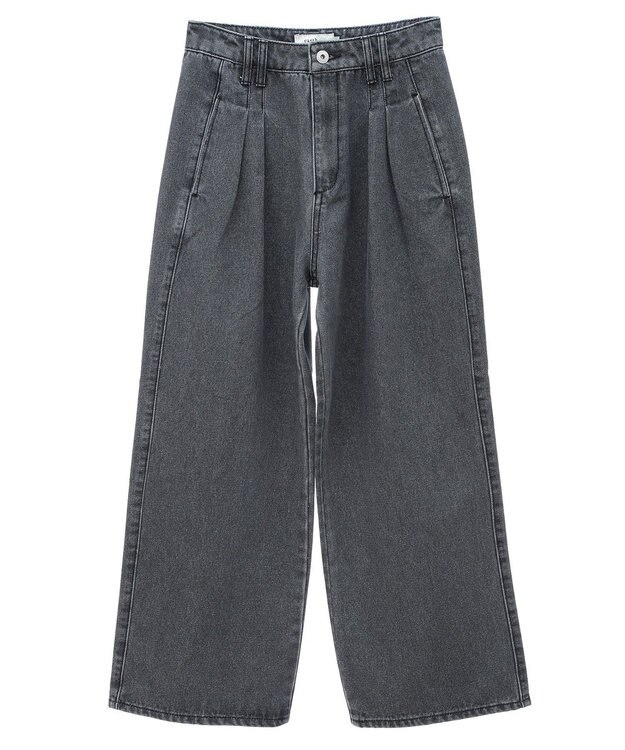 earth music&ecology ダブルタックワイドデニムパンツ Black