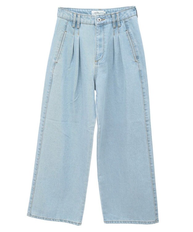 earth music&ecology ダブルタックワイドデニムパンツ Light Indigo