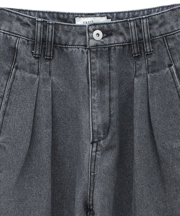 earth music&ecology ダブルタックワイドデニムパンツ Black