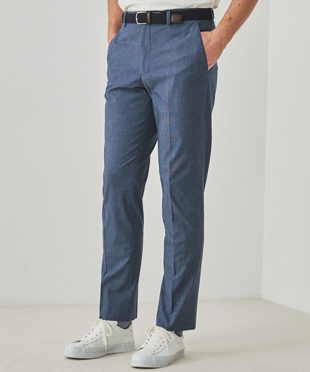 GOTAIRIKU 仕事で着られる 冷んやり綿パン【接触冷感/ストレッチ】ストレッチサマーポプリン ネイビー系