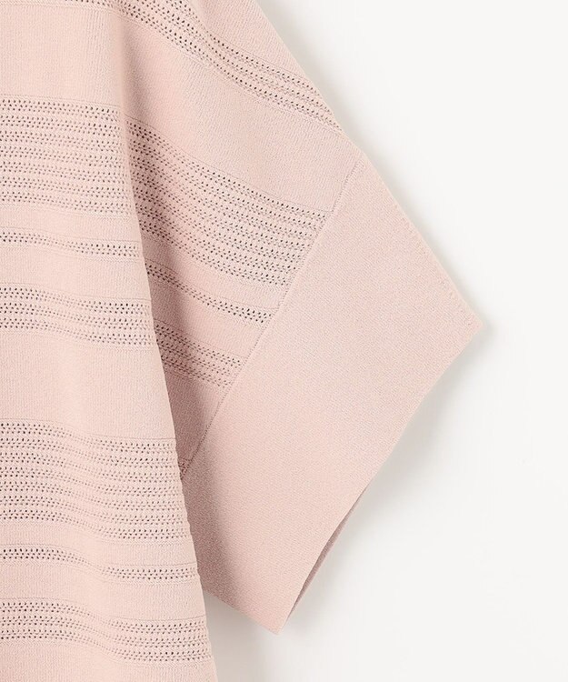 自由区 【洗える】クレープストレッチボーダー ニット ピンク系