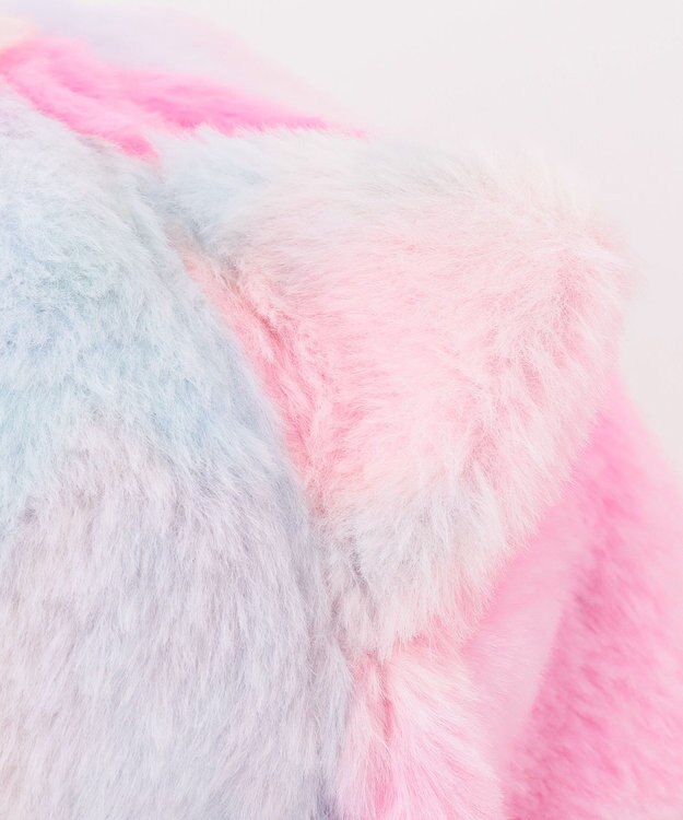 ANY KIDS ネコ耳付き ファー キャップ レインボー