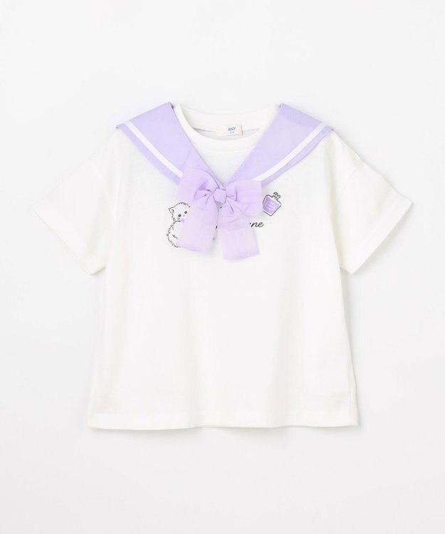 ANY KIDS 【綿100%/接触冷感】ひんやり 2WAY セーラーTシャツ オフホワイト
