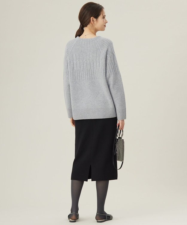 自由区 【洗える】ウールカシミヤブレンドケーブル ニット グレー