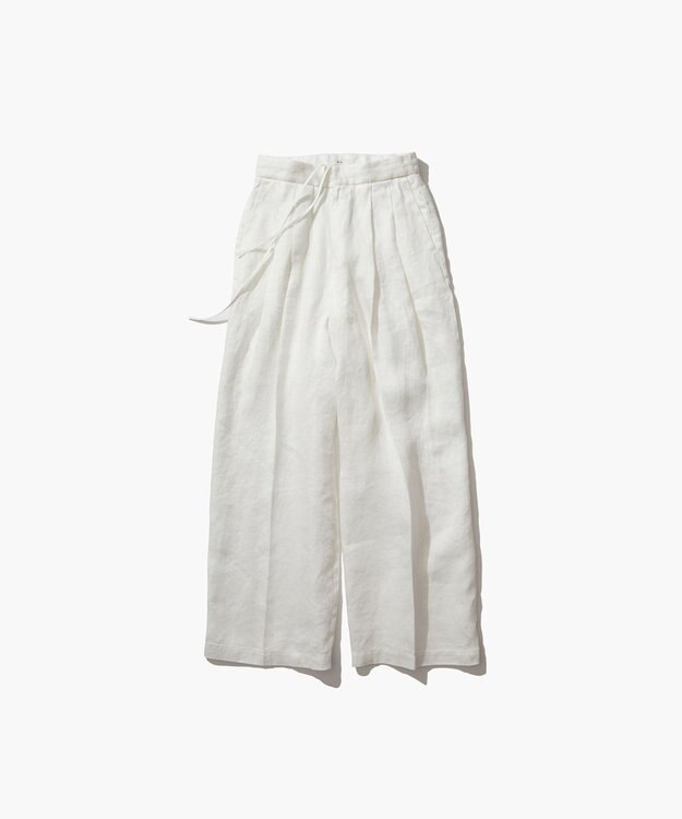 ATON GARMENT DYED LINEN SATIN | ワイドパンツ WHITE