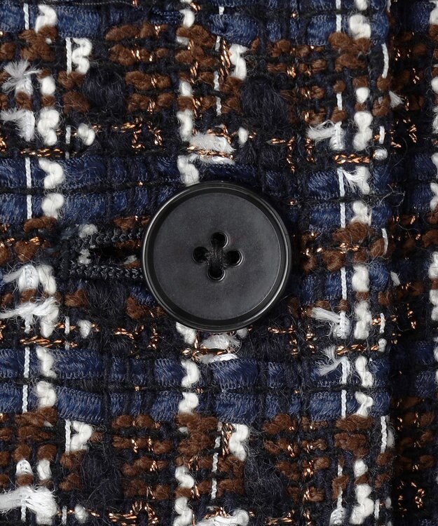 #Newans ツイードブルゾン ネイビー×ブラウン