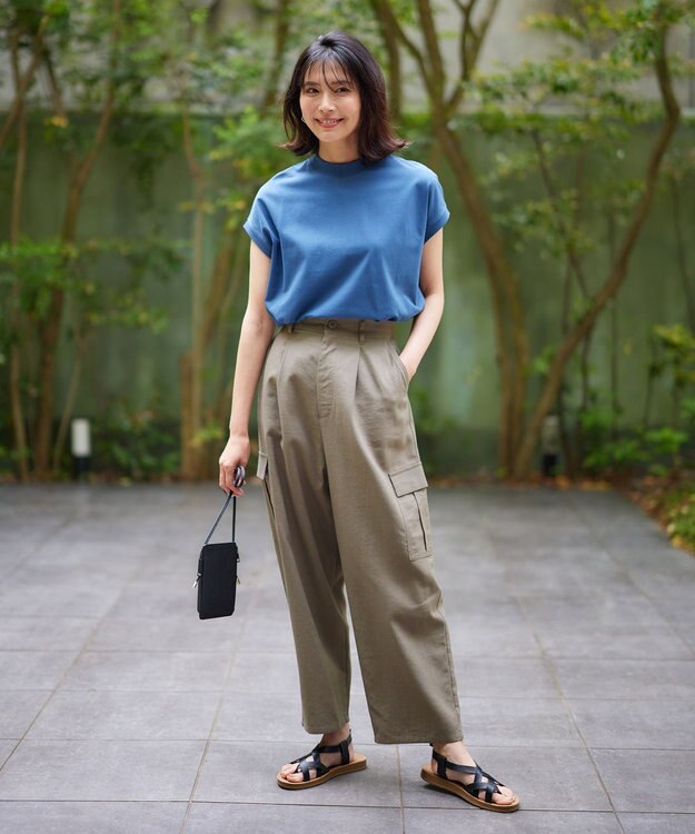 ANY L 【ウエストゴム】清涼リネンカーゴパンツ ペールカーキ