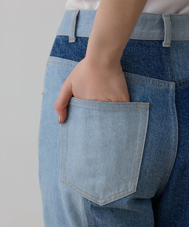 GRACE CONTINENTAL パッチワークデニムパンツ ブルー