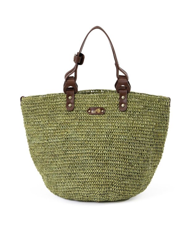 IBIZA ラフィア　ハンドバッグ（草木染め） カーキ