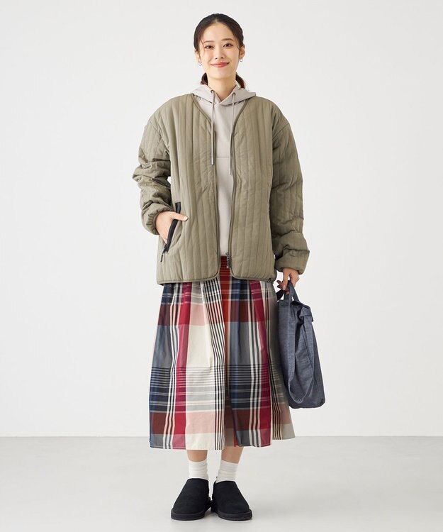 SHARE PARK LADIES 【UNISEX】キルティング蓄熱中綿 Ｖカーディガン（Mサイズ） カーキ