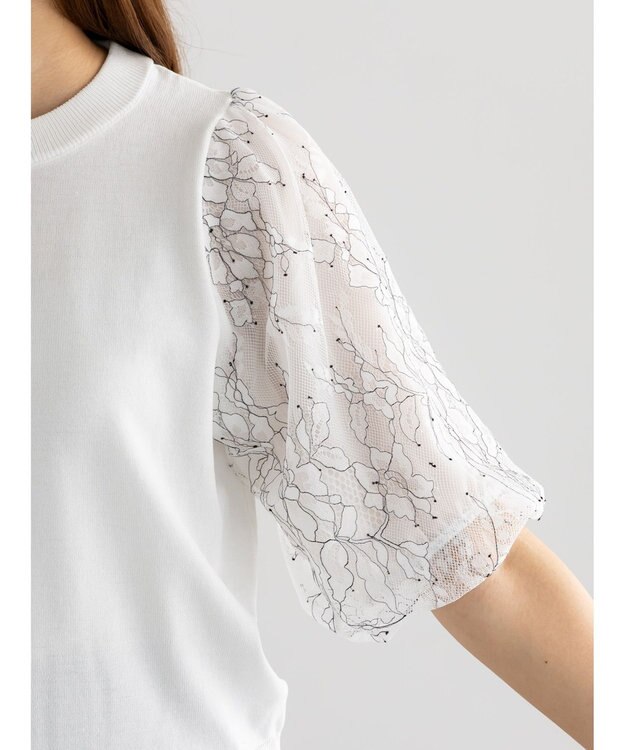 Te chichi レースバルーンスリーブニット オフホワイト
