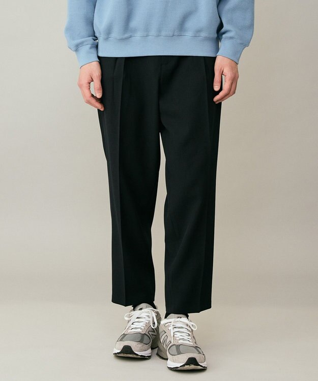 UNFILO MENS 【ストレッチ/イージーケア】WOOL TOUCH 機能美パンツ ワイド ネイビー