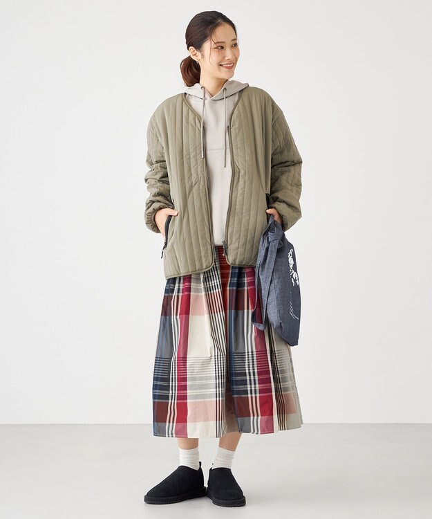 SHARE PARK LADIES 【UNISEX】キルティング蓄熱中綿 Ｖカーディガン（Mサイズ） カーキ