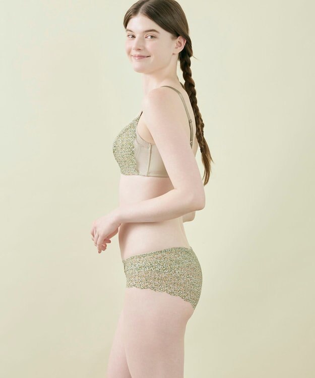 une nana cool MADE WITH LIBERTY FABRIC さあわたし レース 脇高ブラジャー サンドベージュ