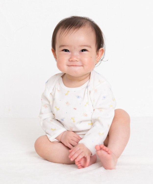 MIKI HOUSE HOT BISCUITS 【70-80cm】 長袖ボディシャツ(かぶり仕様) マルチカラー