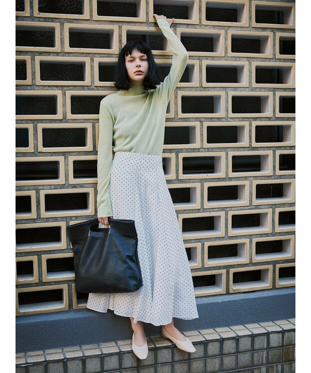 Green Parks AnriettMusee ラメ切替スリーブリブシアーニット Lime Green