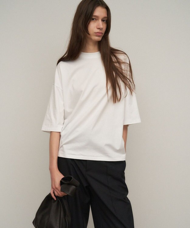 ATON 【26FW】SUVIN 60/2 | ワイドスリーブＴシャツ WHITE