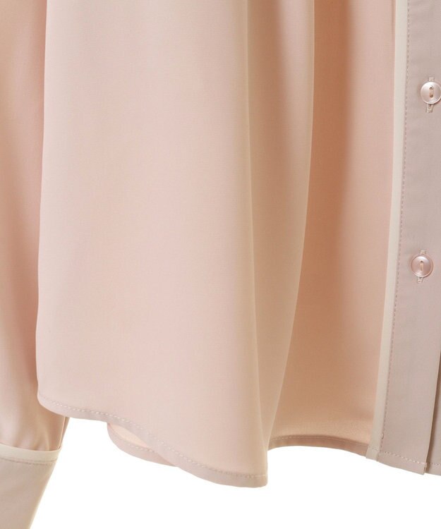 earth music&ecology バイカラータックブラウス Pink Beige