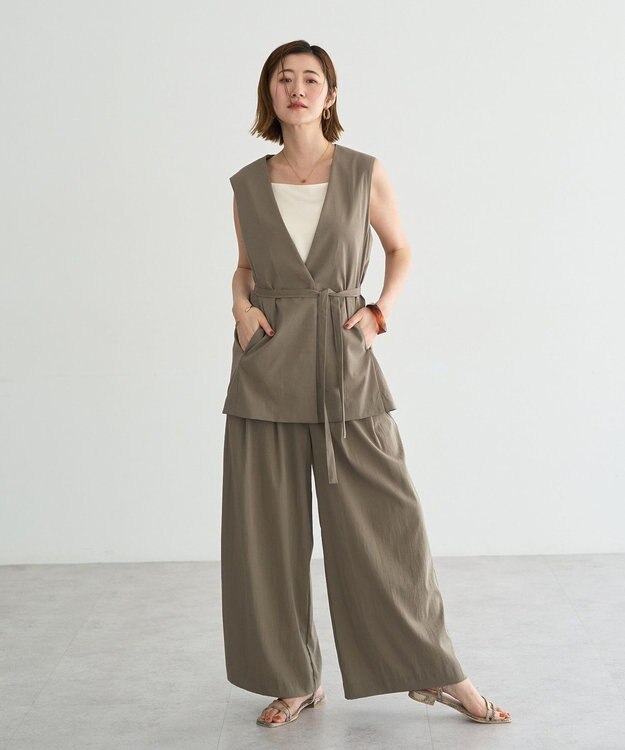 YECCA VECCA ドライタッチストレッチワイドパンツ Dark Beige