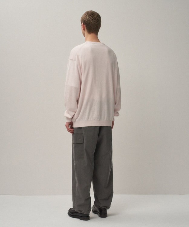 ATON LINEN WOOL BRUSHED | Vネックセーター - UNISEX PINK