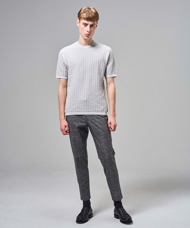 JOSEPH HOMME ドライコットンリンクス　半袖クルーネックニット ライトグレー系