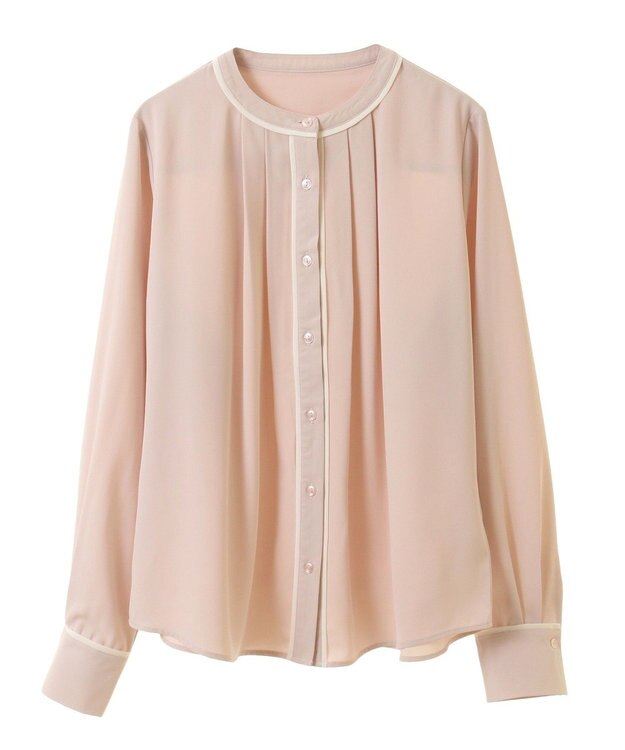 earth music&ecology バイカラータックブラウス Pink Beige