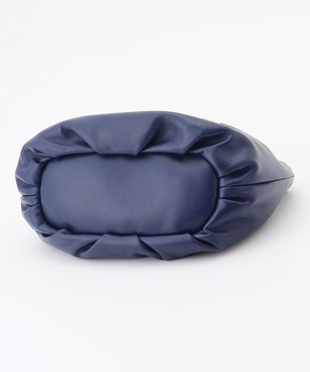 LA BAGAGERIE シープレザー ギャザーハンドル2wayラウンドトートバッグ ネイビー