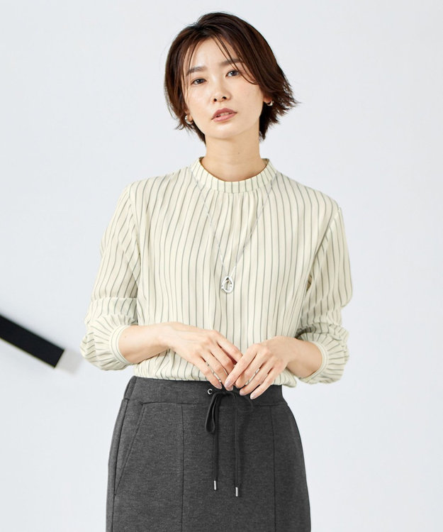 【洗える】シルクタッチ ダブルストライプ スタンドカラー ブラウス / J.PRESS LADIES S | ファッション通販  【公式通販】オンワード・クローゼット