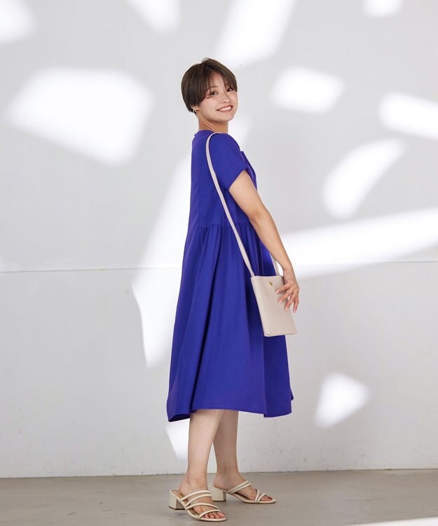 Tiaclasse 【洗える】サイド切替ワンピース ブルー