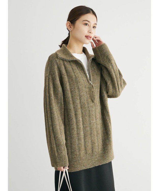 Green Parks ・Ｐｅｔｉｔ　Ｆｌｅｕｒ　ハーフＺＩＰニット Brown