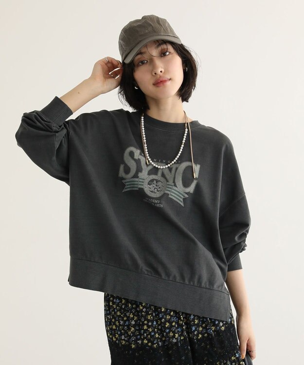 Green Parks アソートカレッジロゴ裏毛プルオーバー Charcoal Gray