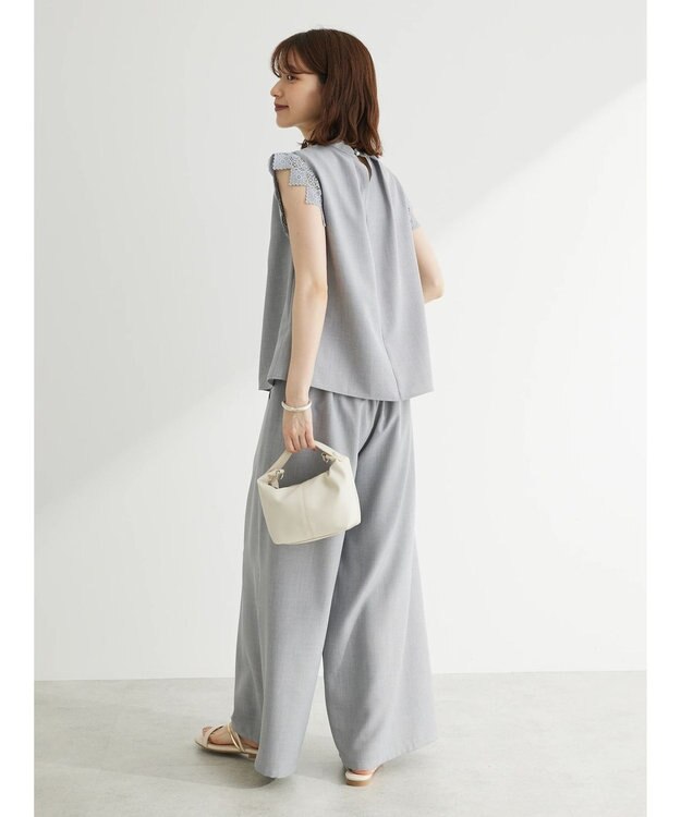 Green Parks ・ＥＬＥＮＣＡＲＥ　ＤＵＥ　リネンライクワイドパンツ Gray