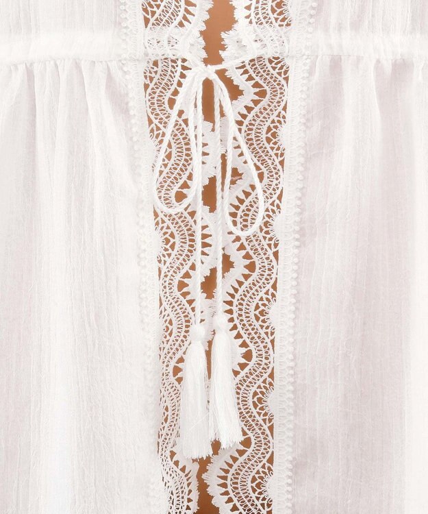 San-ai Resort（三愛水着楽園） 楊柳×レース　羽織り　F【San-ai Resort（サンアイリゾート）】 ホワイト