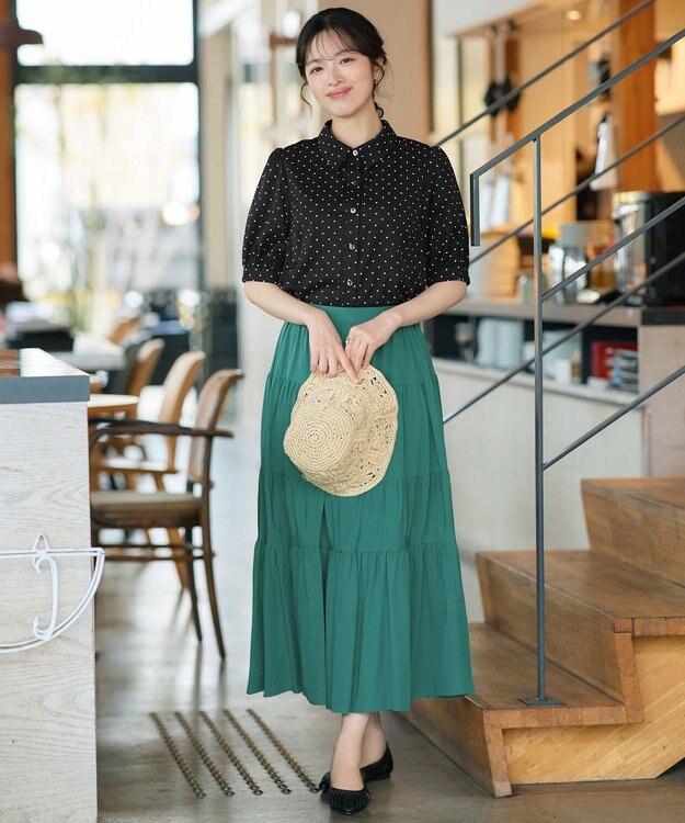 Tiaclasse ティアードフレアスカート グリーン