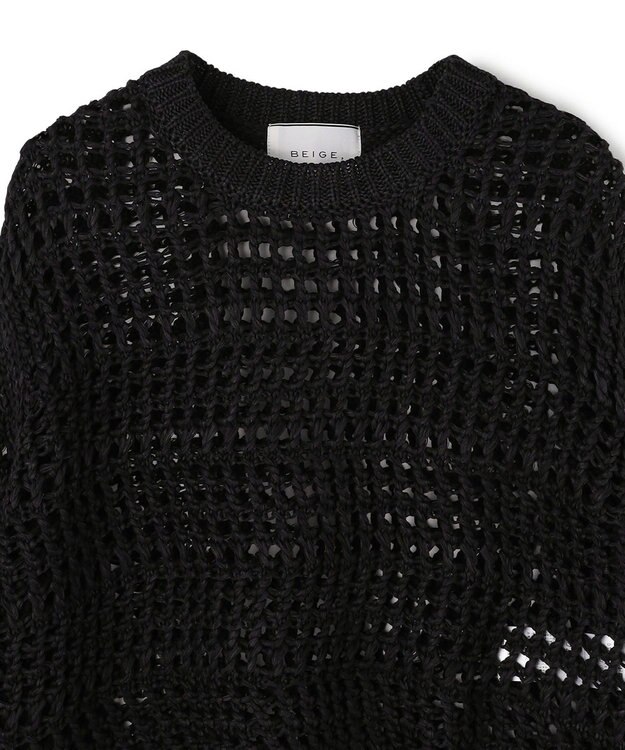 BEIGE， UVITE / コットンメッシュクロップドニット Black